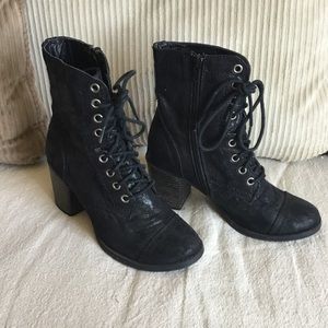 Black Heeled Combat Boots